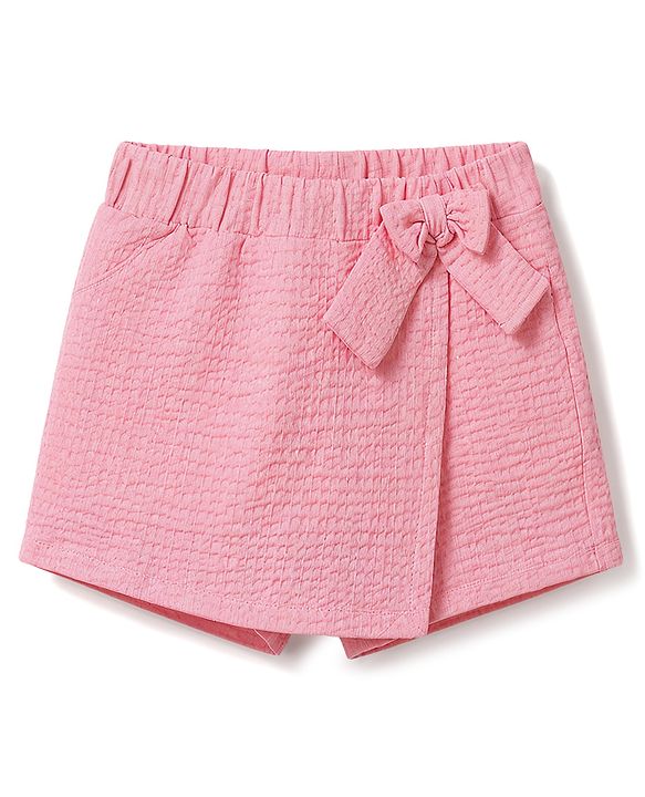 Babyhug Single Jersey Knit Sleeveless Top & Skorts Set With Floral Print - Pink