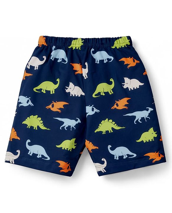 Babyhug Cotton Knit Half Sleeves T-Shirt & Shorts Night-Suit With Dino Print - Green
