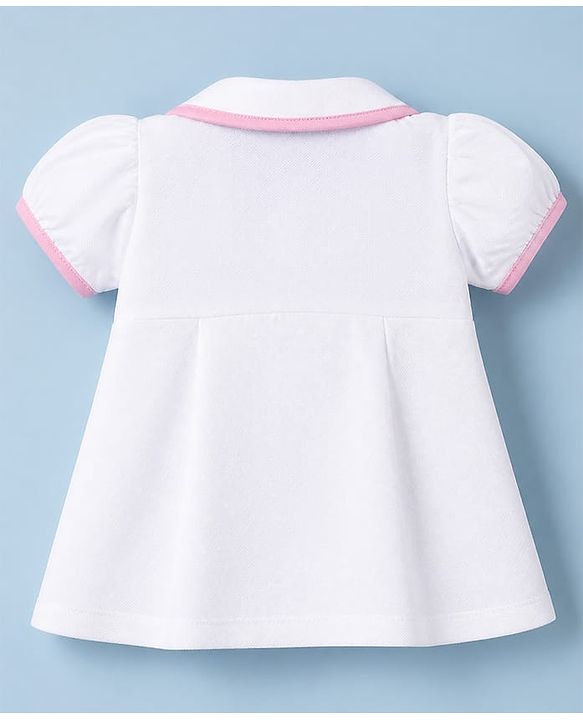 Babyhug Disney Interlock Knit Half Sleeves Onesie With Minnie Mouse Graphic & Headband - White