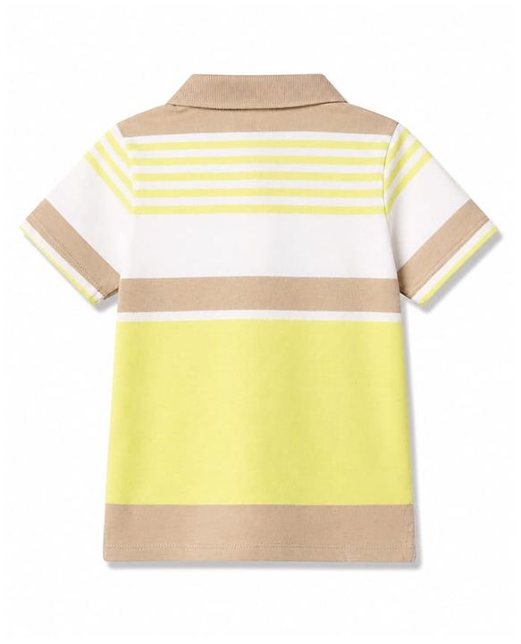 Babyhug 100% Cotton Knit Half Sleeves Polo T-Shirt with Stripes -Yellow