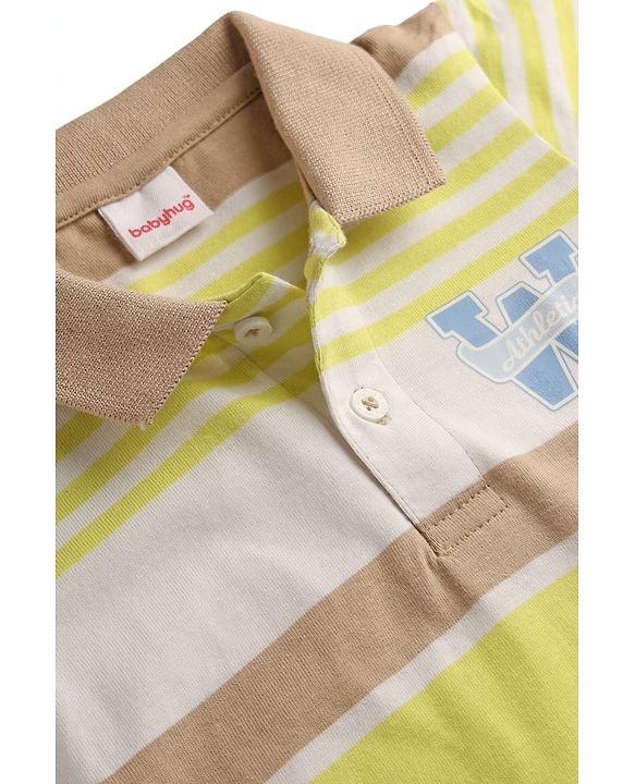 Babyhug 100% Cotton Knit Half Sleeves Polo T-Shirt with Stripes -Yellow