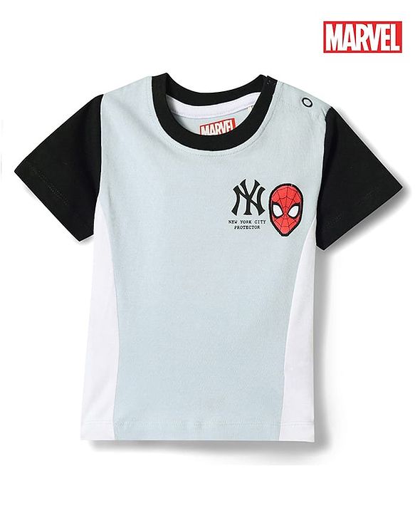 Babyhug Marvel Cotton Knit T-Shirt with Spiderman Graphic Half Sleeves Round Neck Multi Color 3-6 Months