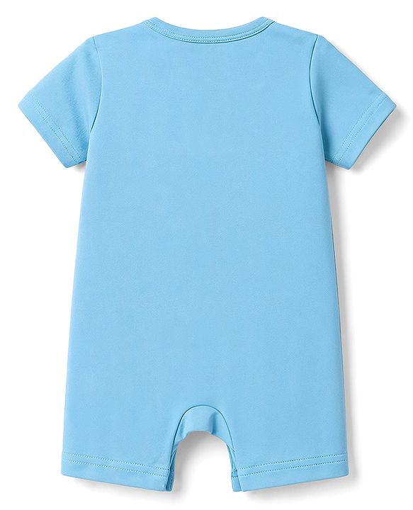 Babyhug 100% Cotton Interlock Knit Half Sleeves Romper Animal Face Print Pack of 2 - Blue