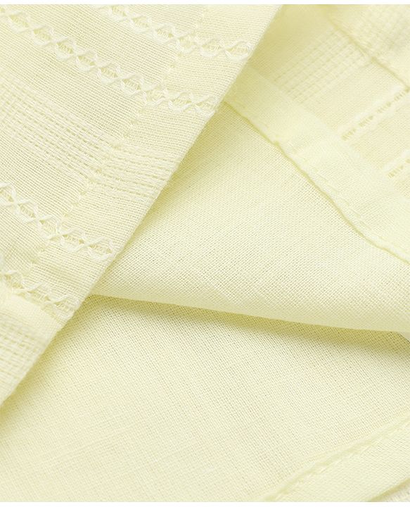 Babyhug 100% Cotton Woven Sleeveless, Frill Sleeves Dobby Top With Floral Embroidery in Beige