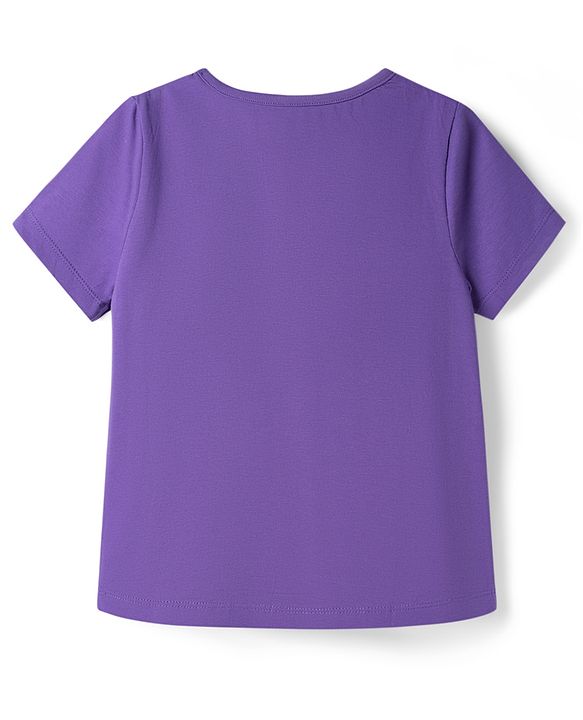 Pine Kids Cotton Knit Half Sleeves T-Shirt & Capri Night-Suit With Floral Print - Violet