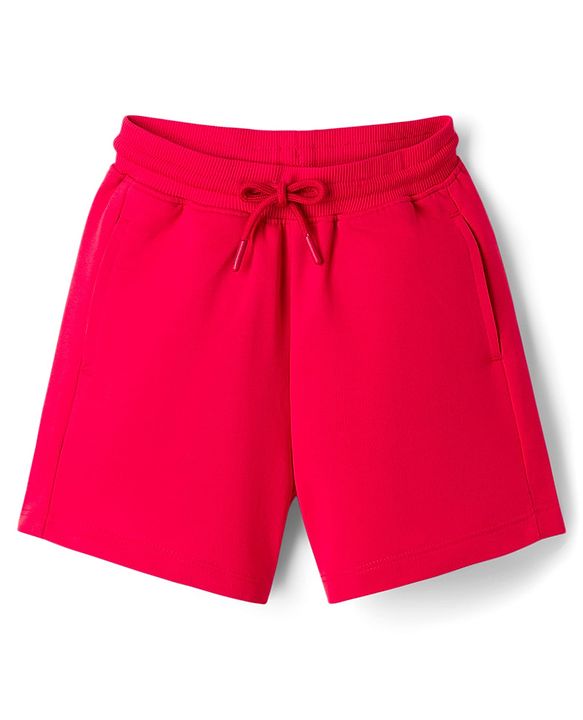 Pine Kids Cotton Knit Half Sleeves Top & Shorts Set With Text Print - Pink & Red