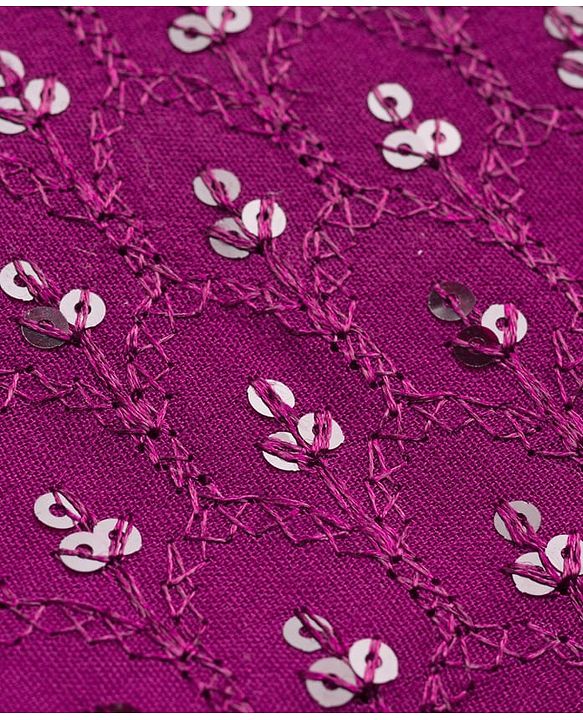 Pine Kids Woven Half Sleeves Lehenga Choli Set with Sequin Detailing & Dupatta - Violet