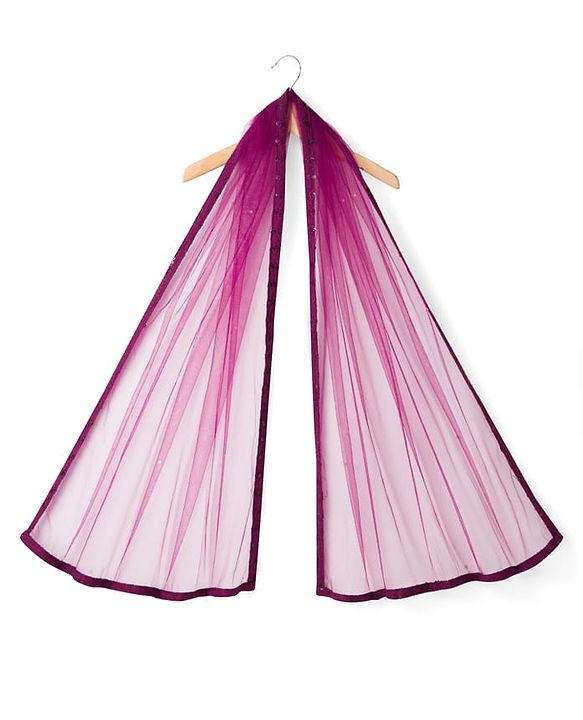 Pine Kids Woven Half Sleeves Lehenga Choli Set with Sequin Detailing & Dupatta - Violet