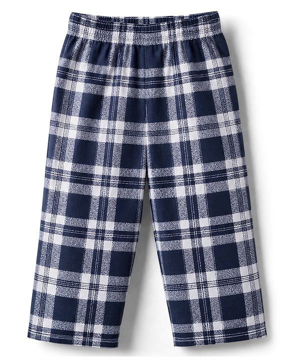Babyhug Cotton Woven Half Sleeves Shirt & Pyjama Night Suit Print with Checks - Navy