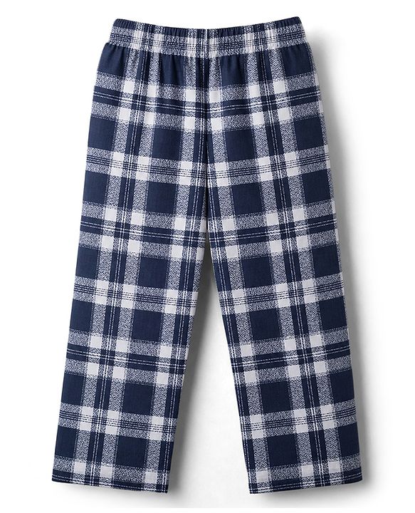 Babyhug Cotton Woven Half Sleeves Shirt & Pyjama Night Suit Print with Checks - Navy
