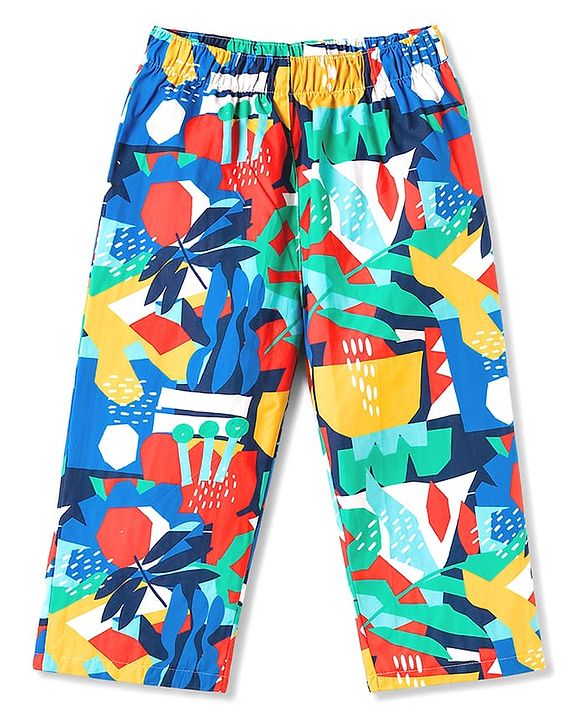 Babyhug Cotton Woven Half Sleeves Printed Shirt & Pyjama Co-ord Night Suit - Blue
