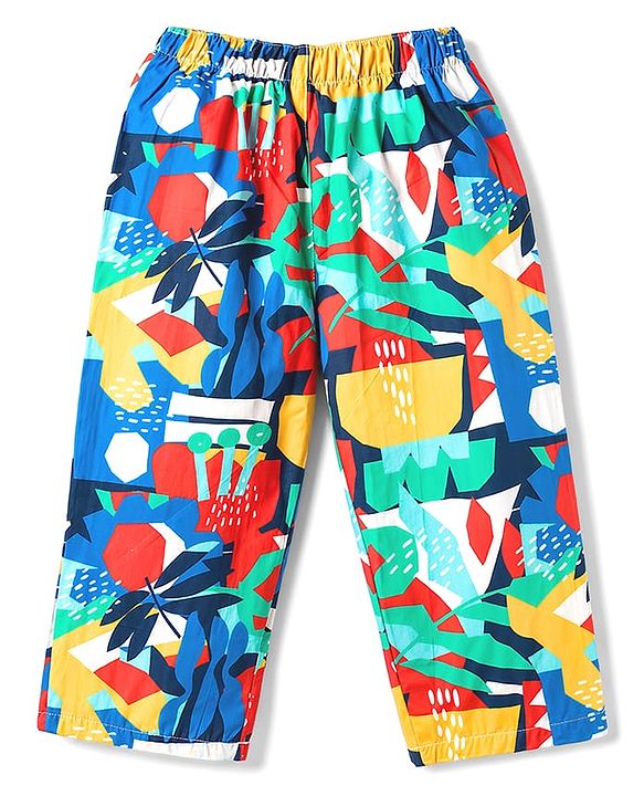 Babyhug Cotton Woven Half Sleeves Printed Shirt & Pyjama Co-ord Night Suit - Blue