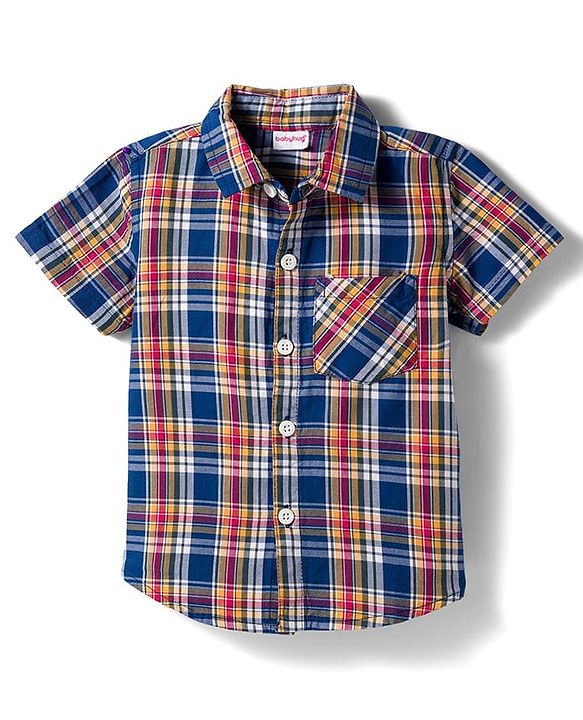 Babyhug Cotton Woven Half Sleeves Checked Shirt & Shorts Set - Multicolour