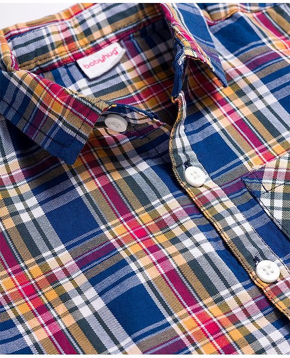 Babyhug Cotton Woven Half Sleeves Checked Shirt & Shorts Set - Multicolour