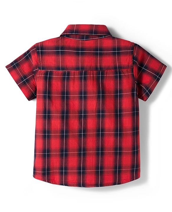 Babyhug Cotton Woven Half Sleeves Checked Shirt & Shorts Set - Multicolour