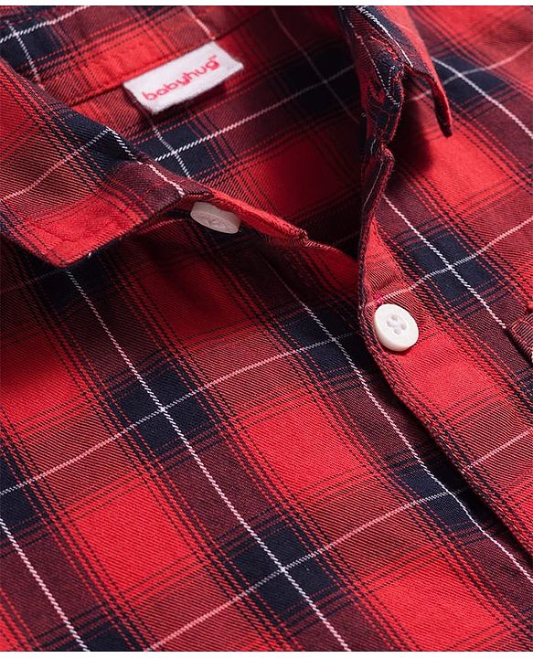Babyhug Cotton Woven Half Sleeves Checked Shirt & Shorts Set - Multicolour