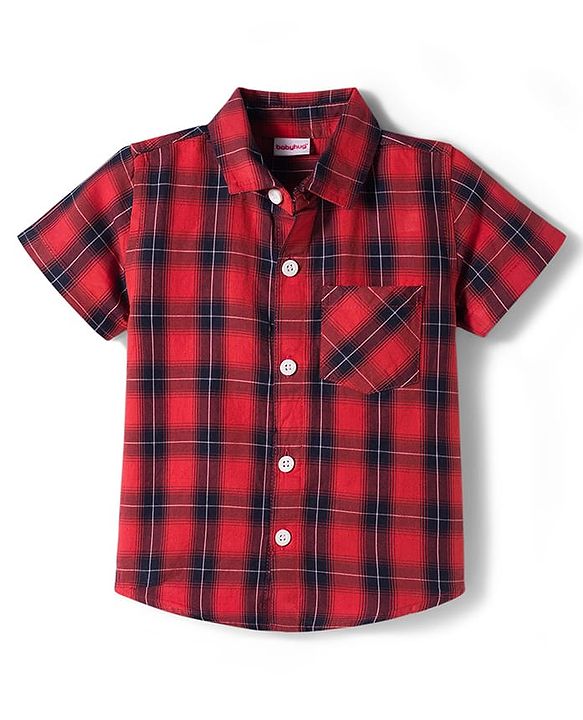 Babyhug Cotton Woven Half Sleeves Checked Shirt & Shorts Set - Multicolour
