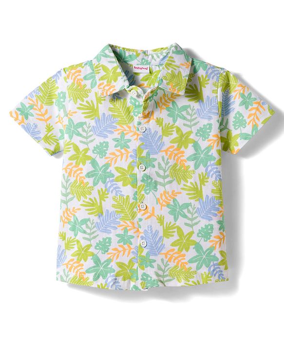 Babyhug Single Jersey Knit Half Sleeves Floral Printed Shirt & Shorts Set - Multicolour