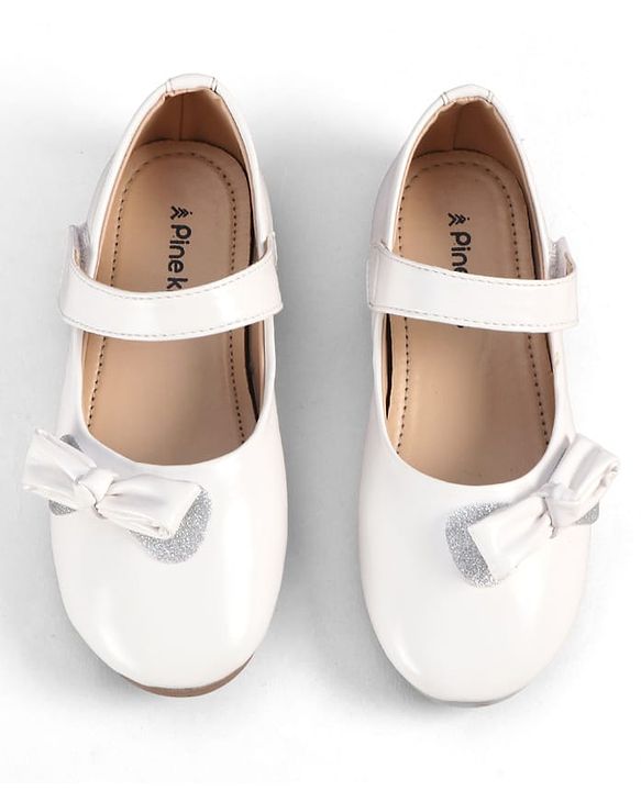 Pine Kids Velcro Closure Ballerina With Bow Applique - White