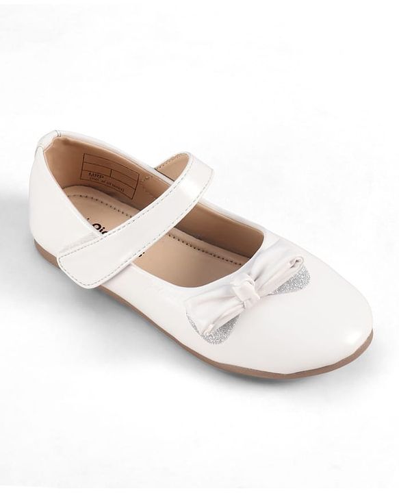 Pine Kids Velcro Closure Ballerina With Bow Applique - White