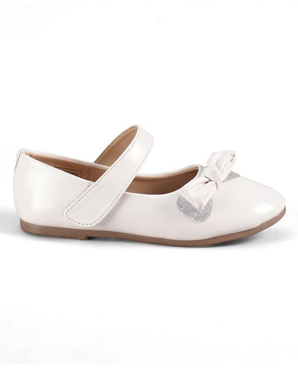 Pine Kids Velcro Closure Ballerina With Bow Applique - White