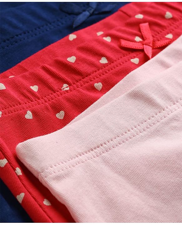 Pine Kids Cotton Elastane Knit Panties With Heart Print Pack of 3 - Multicolor