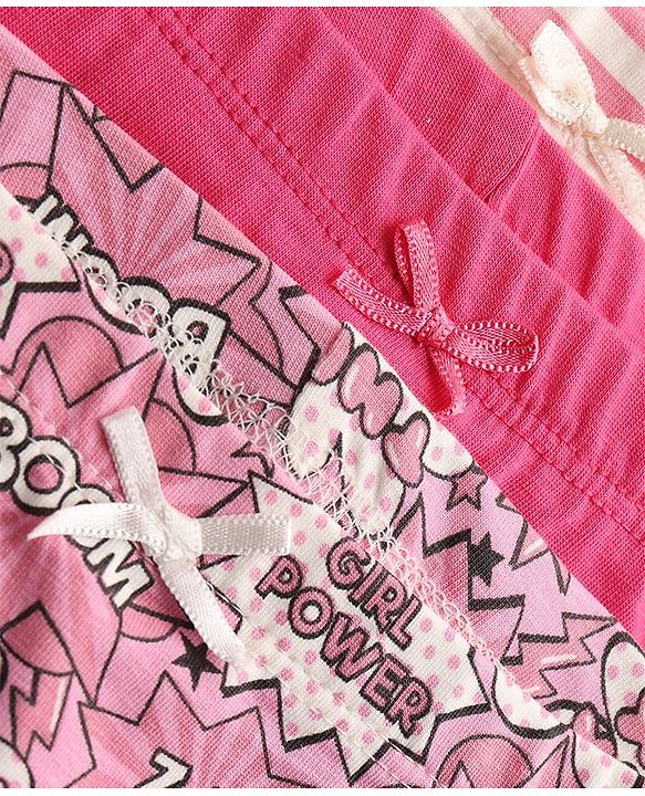 Pine Kids Cotton Lycra Knit Striped & Printed Panties Pack of 3 (Color May Vary)