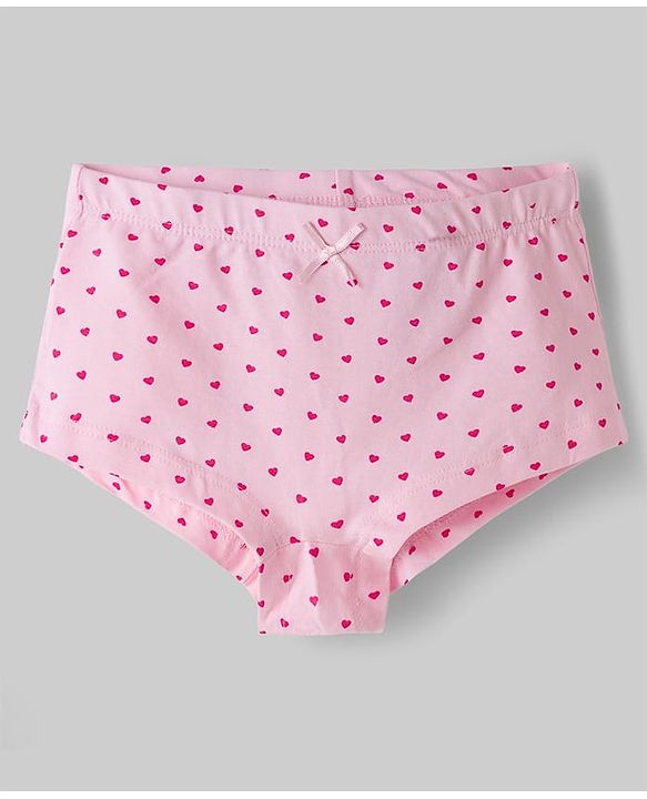 Pine Kids Cotton Elastane Knit Panties with Heart & Polka Dot Print Pack of 3 (Color May Vary)