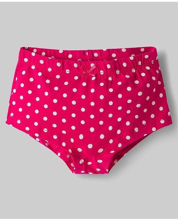 Pine Kids Cotton Elastane Knit Panties with Heart & Polka Dot Print Pack of 3 (Color May Vary)
