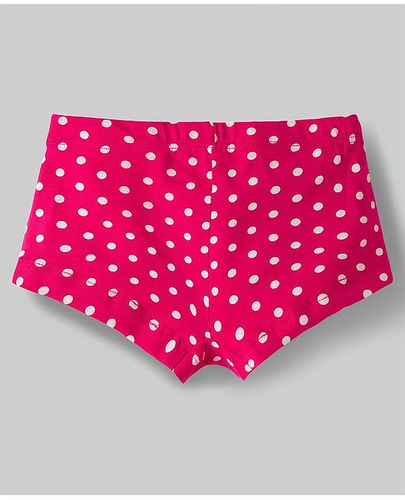 Pine Kids Cotton Elastane Knit Panties with Heart & Polka Dot Print Pack of 3 (Color May Vary)