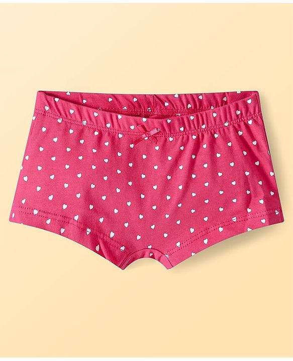 Pine Kids Cotton Elastane Knit Panties With Heart Print Pack of 3 - Multicolor