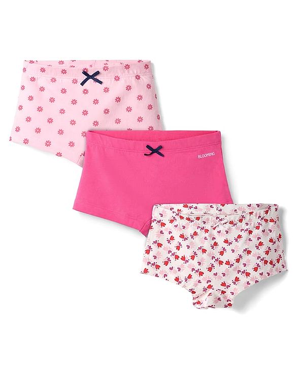 Pine Kids Cotton Elastane Knit Panties With Floral Print Pack of 3 - Multicolor