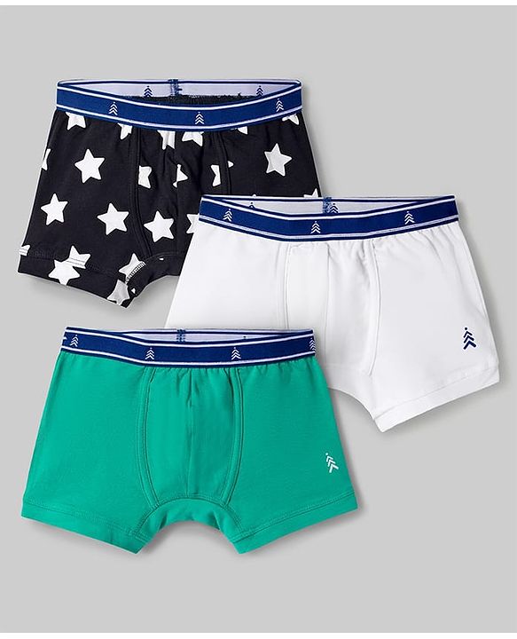 Pine Kids Cotton Elastane Knit Printed Trunks Pack of 3 - Multicolor