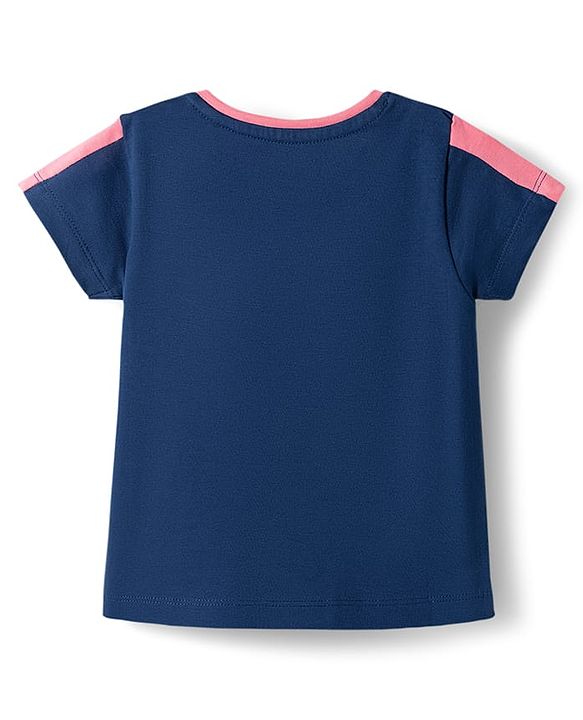 Babyhug Disney Single Jersey Knit Half Sleeves T-Shirt & Shorts Night Suit With Minnie Mouse Applique - Navy Blue