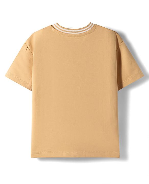 Babyhug Disney Terry Knit Half Sleeves T-Shirt With Simba Graphics - Beige