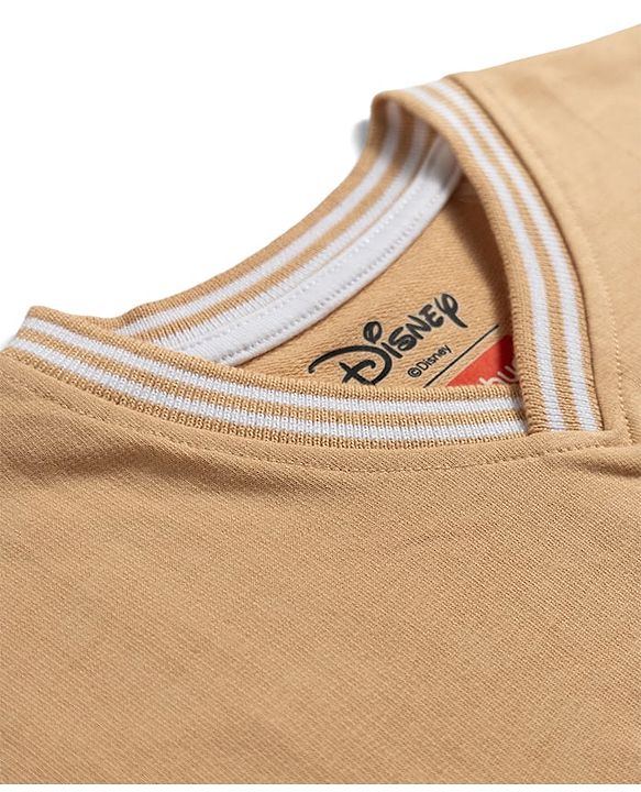 Babyhug Disney Terry Knit Half Sleeves T-Shirt With Simba Graphics - Beige