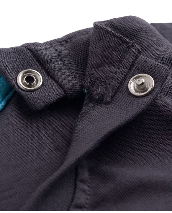 Babyhug Single Jersey Knit Half Sleeves Front & Back Scooter Printed T-Shirt & Denim Shorts Set - Black & Blue