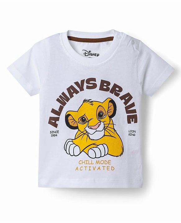 Babyhug Disney 100% Cotton Knit Half Sleeves T-Shirt & Pyjama Night Suit With Lion King Graphic - Multicolor