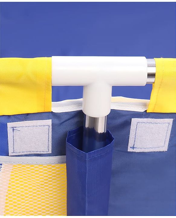 Babyhug Playpen & Play Yard- Blue| 150 x 180 cm Large Play Area| Zipper Door & Toy Pouch| Foldable Indoor & Outdoor Playpen| Safe & Sturdy| for 0-5 Years Boys & Girls| Easy to Assemble