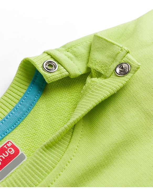Babyhug Single Jersey Knit- Denim Half Sleeves T-Shirt & Shorts With Dino Print - Limegreen
