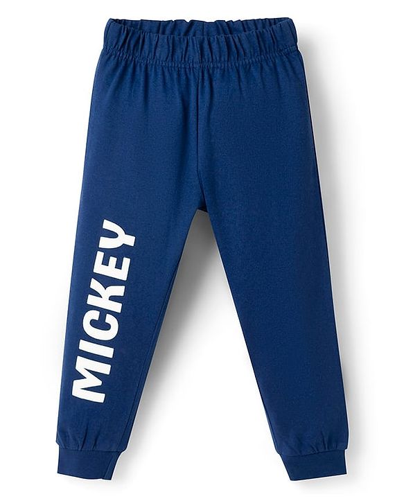 Babyhug Disney Single Jersey Knit Full Sleeves T-Shirt & Pyjama Night Suit With Mickey Mouse Graphics - Navy Blue