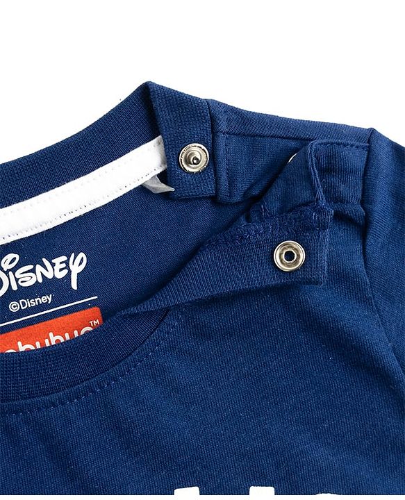 Babyhug Disney Single Jersey Knit Full Sleeves T-Shirt & Pyjama Night Suit With Mickey Mouse Graphics - Navy Blue