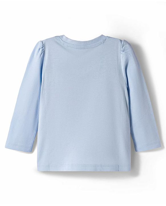 Babyhug Disney 100% Cotton Knit Full Sleeves T-Shirt & Pyjama Night Suit With Marie Graphics - Light Blue