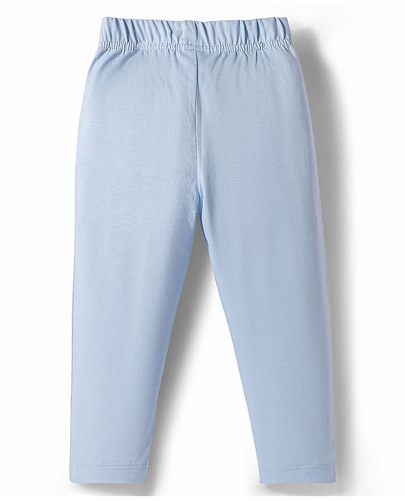 Babyhug Disney 100% Cotton Knit Full Sleeves T-Shirt & Pyjama Night Suit With Marie Graphics - Light Blue