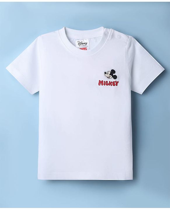 Babyhug Disney 100% Cotton Knit Half Sleeves T-Shirt & Shorts Set With Mickey Mouse Graphic - Red