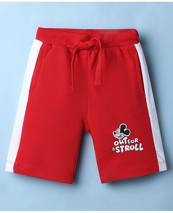 Babyhug Disney 100% Cotton Knit Half Sleeves T-Shirt & Shorts Set With Mickey Mouse Graphic - Red