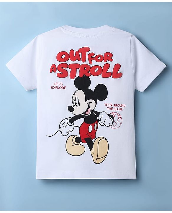 Babyhug Disney 100% Cotton Knit Half Sleeves T-Shirt & Shorts Set With Mickey Mouse Graphic - Red