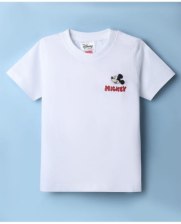 Babyhug Disney 100% Cotton Knit Half Sleeves T-Shirt & Shorts Set With Mickey Mouse Graphic - Red