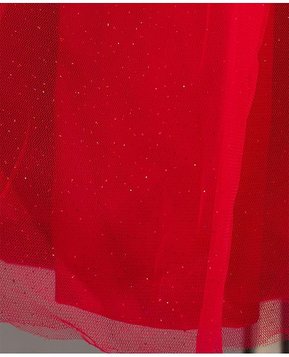 Babyhug Mesh Woven Sleeveless Party Dress with Frill Detailing - Red
