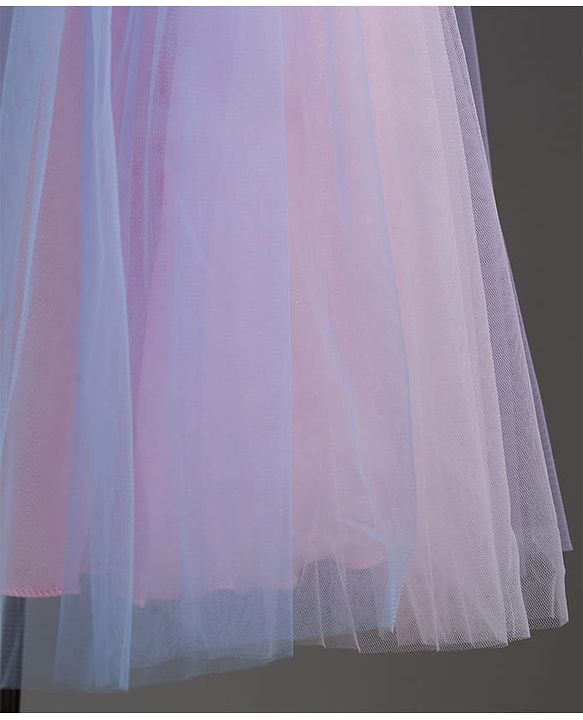 Babyhug Mesh Woven Sleeveless Fit & Flare Party Dress With Frill Detailing - Multicolor